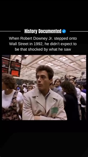 History Documented on Instagram: "In the 1992 documentary The Last Party, Robert Downey Jr. traveled across the U.S. during the presidential elections, interviewing politicians, activists, and everyday people about the country’s direction. One of the most striking moments came when he stepped onto the floor of Wall Street. The chaos hit him immediately — shouting traders, frantic movement, and an energy that felt nothing like the calm interviews he’d been doing. Downey looked genuinely stunned a