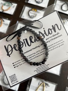 Depression Handmade Bracelet - Emotional Healing - Recovery - Protection - Hematite- Magnetic Stone -obsidian - Peace - Cleansing- Tiger Eye - Etsy