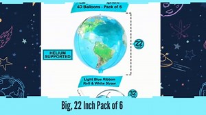 KatchOn, Globe Balloons for Earth Day Decorations - Huge 22 Inch, Pack of 6 | 4D World Map Balloon | Earth Balloons for Around The World Decorations | Back To School, Bon Voyage Party Decoration