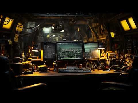 Netrunner Hideout Cyberpunk Futuristic City. Sci-Fi Ambiance for Sleep, Study, Relaxation