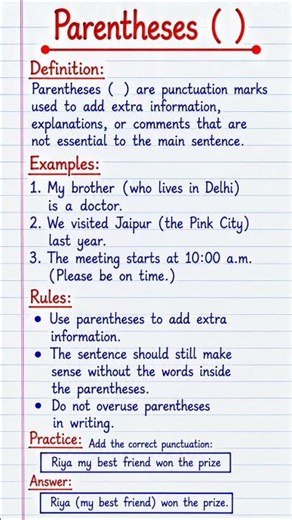 Parentheses ( ) Punctuation Rules | Easy English Grammar