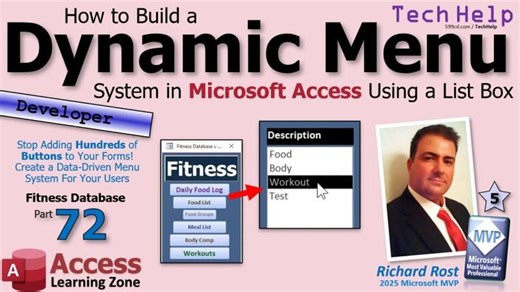 How to Build a Dynamic Menu System in Microsoft Access Using a List Box - Fitness #72 | Richard Rost