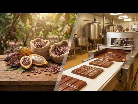 From Cocoa Beans to Chocolate 🍫 Full Factory Process Revealed!