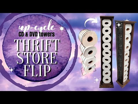 How to Repurpose CD and DVD Towers - Easy thrift flip upcycle