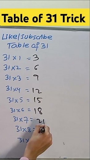 Table of 31 Trick 🔥 | Math Hack | #shortsfeed