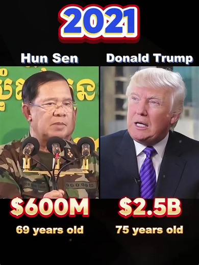 Compare net worth of Hun Sen and Donald Trump!#hunsen #donaldtrump #networth #usa🇺🇸 #evolution