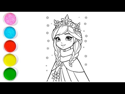 Cute Elsa Frozen Drawing for kids, Painting & Coloring for kids, Toddlers | Let's Draw Together