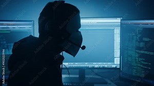 dangerous hacker with a white mask concealing his identity