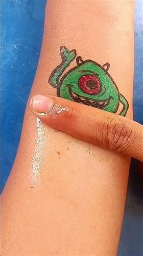 the Mike wazowski from monster temporary tattoo drawing#art #trending #shorts
