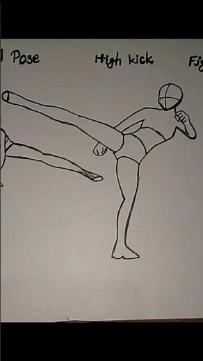 How to Draw Stickman Fight Pose 🤼‍♂️ | High Kick Action #Drawing #Tutorial #Sketch#fyp