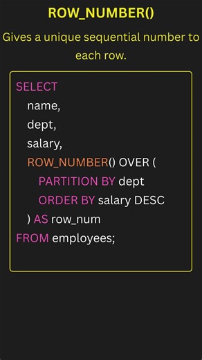 SQL Window Functions — ROW_NUMBER & RANK