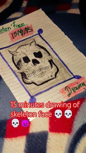 drawing of a skeleton face in 15 minutes 😈💀😈👿👿