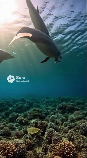 🐬 Majestic Marine Symphony: A Close Encounter with Dolphins on the Coral Reef 🐠