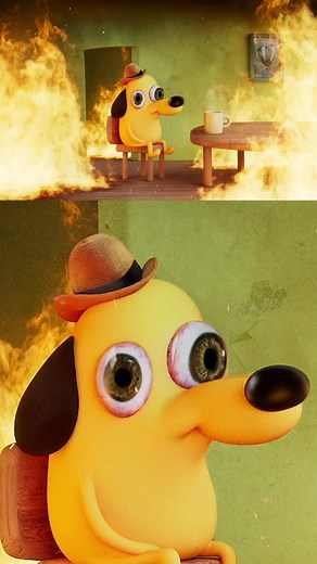 This Is Fine (original comic by KC Green) #cg #meme #animation #3dart #vfx #memes