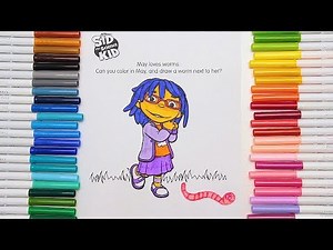Coloring Sid the Science Kid's May and a Worm!