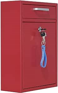 Locking Mailbox Wall Mount - Galvanized Steel Mailbox with Keys for Outdoor - Secure Modern Design Large Drop Box for House & Office