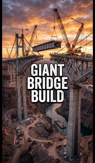 How a Giant Bridge Is Built! 🌉😱 | Mega Construction #shorts #construction