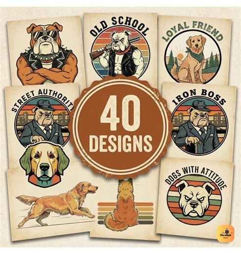 Vintage Dog Illustrations Bundle, Retro Dog Clipart, T-shirt & Wall Art (instant Download) - Etsy