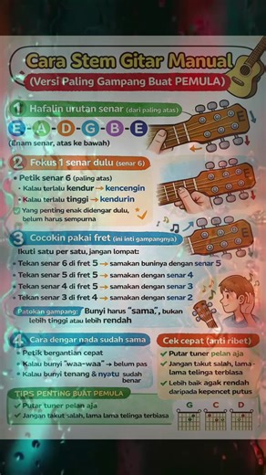 Cara Stem Gitar Manual Super Mudah untuk Pemula