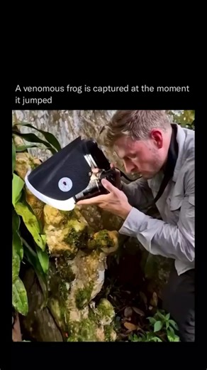 A venomous frog is captured at the moment it jumped. #nature #wildlife #explore #photography