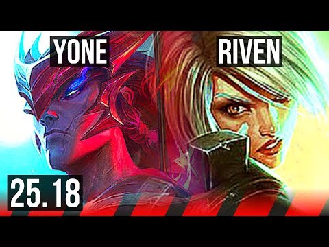 YONE vs RIVEN (TOP) | 6 solo kills, 10/2/8, Dominating | EUW Master | 25.18