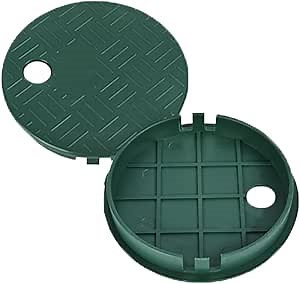 2PCS ID5.5in OD6.1in Sprinkler Valve Cover Irrigation Valve Box Covers Lid for Sprinkler Irrigation System Round Valve Overlapping Covers for Garden Outdoor Lawn Yard Sprinklers(6in)