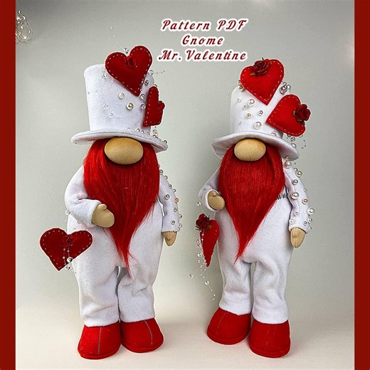 Pattern Pdf Scandinavian Gnome Mr. Valentine, Valentine's Day, Saint Valentine, Free Tutorial Youtube, Gnome in a Hat, Gnome With Pearls - Etsy