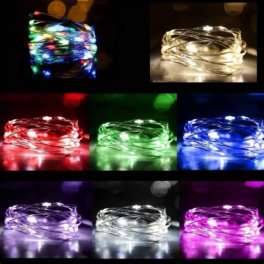 7 Colors String Lights Led Fairy Battery Starry String Lights 20 Tiny Lights On 3.5Ft Silver Wire For DIY Wedding Centerpiece, Mason Jar Craft, Christmas Tree, Garlands, Party Decoration