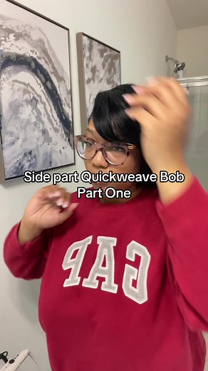 Side part quickweave bob | Part 1 #quickweavetutorial #quickweavebob #deepsidepartquickweave #quickweaveremoval #quickweaveinstall #quickweavestyles #quickweavebob