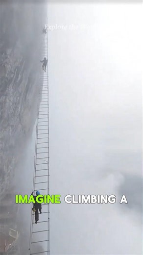 Climbing the Sky Ladder Above the Clouds | World’s Most Extreme Via Ferrata #youtubeshorts #explore
