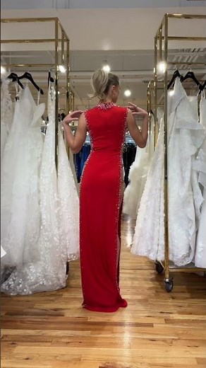 Round neck jumpsuit with side slits | The countdown to glam is on! #eveninggown #designerdress