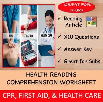 First Aid Worksheet for Sub-Plan or Classwork & Homework