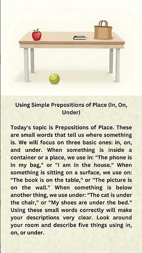 Using Simple Prepositions of Place ( In, On, Under )