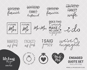 Engagement SVG Bundle | Newly Engaged Couple Files | Fiance & Fiancee SVG | Printable Stickers | Digital Download - Etsy