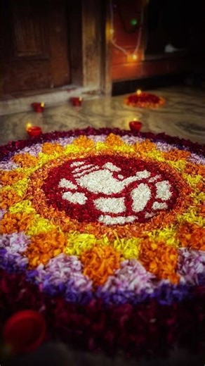 #happydiwali🪔🕯💖#flowerrangoli🥰💜❤️ #lightings#dhurandharsong🦋✨️.Like👍,share💫, comment🥳andsubscribe🤩:)