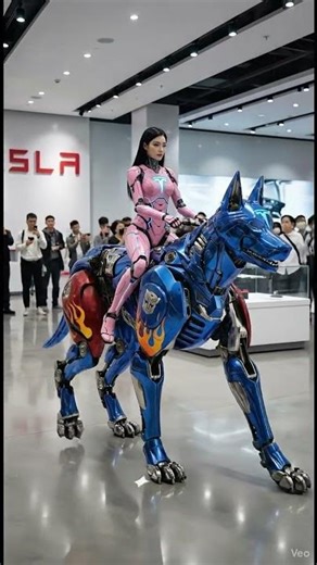 Sci-Fi to Reality! Tesla Female Android Riding a Mech Dog: The Future is Here 🤖⚡️