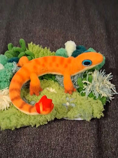 Charred Salamander Needle Felting Sculpture