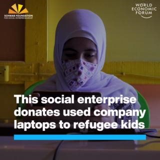 It gives refugee children a chance to pick up essential #digital skills - and build their future. Rudayna Abdo, the founder of Thaki. Unlock their potential is a Schwab Foundation for Social Entrepreneurship Social Innovator of the Year 2024. Learn more here: https://ow.ly/6ukB50UmANM #Refugees #SocialEnterprise | World Economic Forum