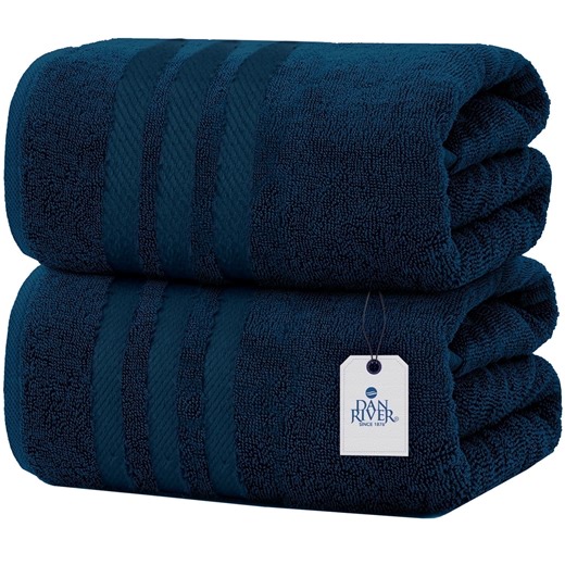 Dan River Bath Sheet 2 pack 35x70 in Quick Drying Oversized Soft Absorbent Cotton Towel - Opal Blue