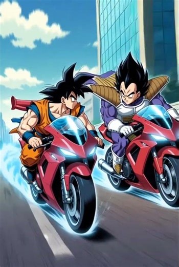 🔥 “Super Saiyan Speed Race! 🏍💨 Goku vs Vegeta” #goku #dragonball #anime #vegeta #dragonballfans