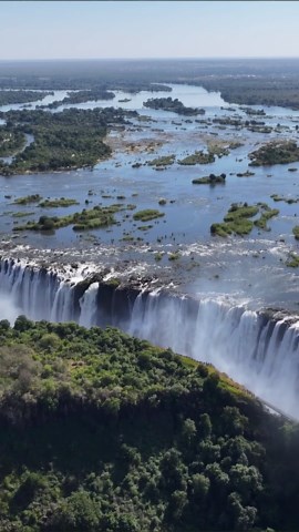 Majestic Victoria Falls: Drone's Eye View of Zambezi's Gem..