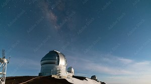 Time lapse of Milky Way galaxy over Mauna Kea Observatories in Hawaii Island, USA