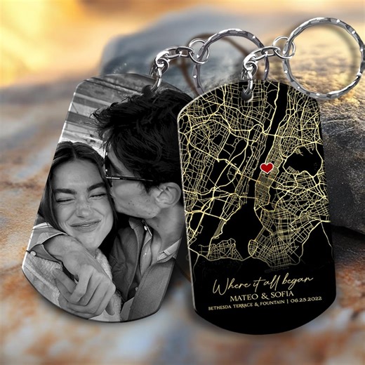 Custom Map Keychain Gifts for Him, Where It All Began Valentines Day Personalized Gift for Boyfriend - Etsy