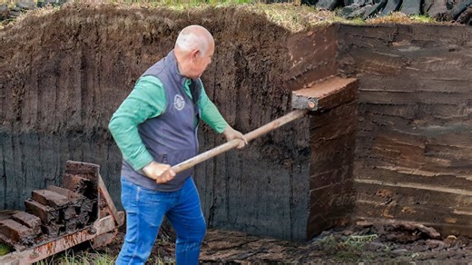 How traditional turf is harvested in Ireland in an unexpected manner