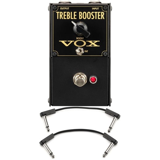 Vox VTB1 Treble Booster Pedal with EBS Flat Patch Cables