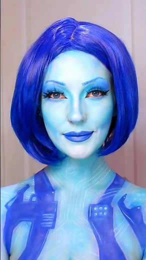 Cortana makeup transformation! 💙 #halo #cortana #cosplay #makeup #bodypaint #makeuptransformation