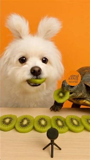 Dog 🐶 & Turtle 🐢 Eating Together | Cute ASMR Video