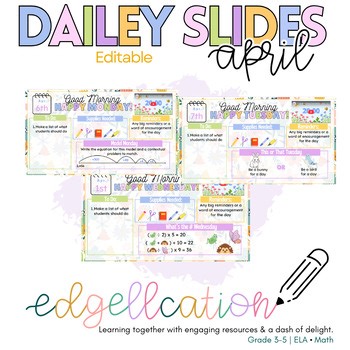 April Morning Slides | Daily Routine | Editable | Morning Meeting