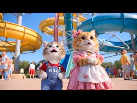 Mama Cat Takes Her Kitten to a Magical Waterpark 🐾💦