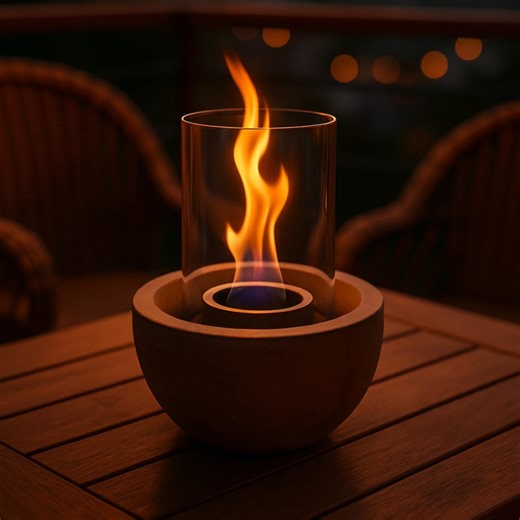 Cheminée de table au bioéthanol en béton avec cylindre en verre - Etsy France